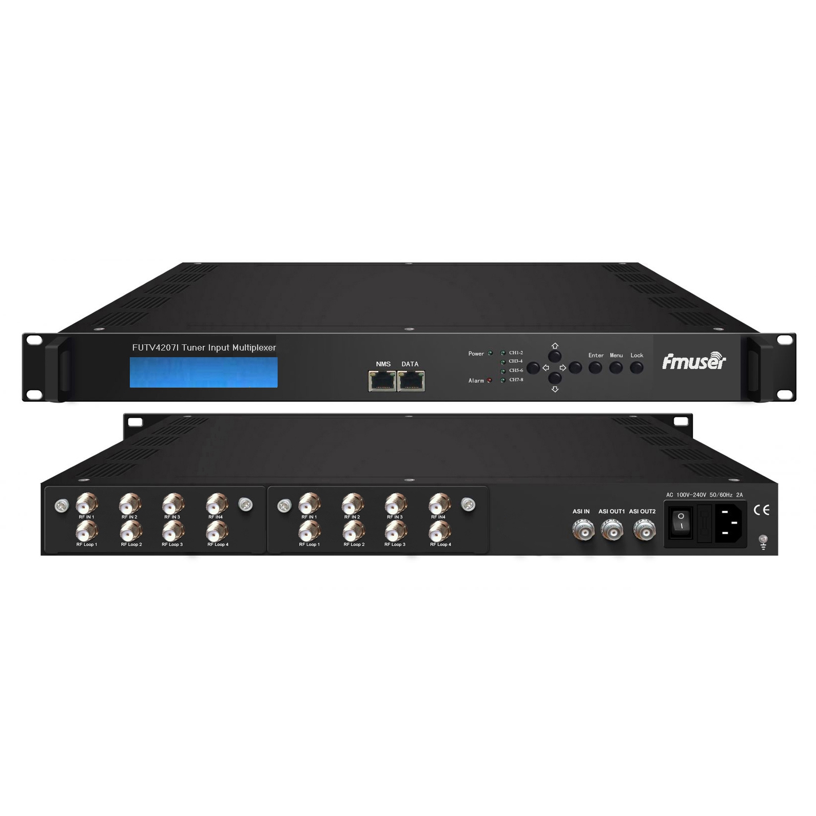 FMUSER FUTV4207I 8 Tuner IRD(8 DVB-S2/T RF Input,1 ASI In,2 ASI 1 IP Output)Multiplexer